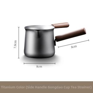 Titanium Teapot Fairness Cup with Tea Filter Wooden Side Handle
