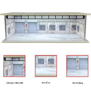 Hộp Trưng Bày Acrylic Cho Xe Mô Hình Tỷ Lệ 1/64 Với Đèn LED Bộ Mô Hình Nhà Để Xe Bộ Dụng Cụ Lắp Ráp Mô Hình Dành Cho Người Sưu Tầm