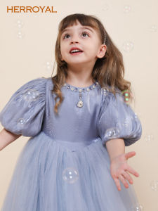 Herroyal Beaded Luxury Pet Elsas Princess Dress Girls Autumn Dress New Arrival Birthday Dress Matching