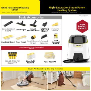 JIEYUN | Home Use High Temp Pressure Steam Cleaner Full House Dust Mite and Germ Removal