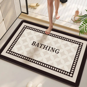 VIKAMA Bathroom Mat Earth Color Modern Simple Diatom Mud Bathroom Absorbent Mat Anti-Skid Wear-Resistant Doorstep Mat