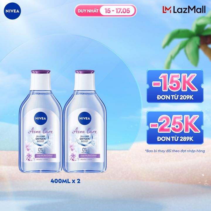 Bộ 2 Nước Tẩy Trang NIVEA Acne Care Cho Da Mụn Sạch Sâu Ngừa Mụn (400 ml) - 80116