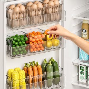 Transparent Multipurpose PET Plastic Fridge Organizer Bin Refrigerator Side Door Storage Shelf Basket