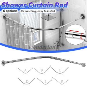 New stainless steel adjustable arc telescopic rod type punch-free shower curtain rod bathroom rod