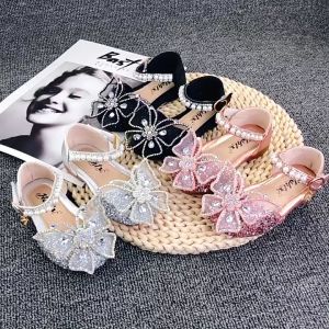 [Brandedbaby] 21-35 Sepatu Pesta Anak Perempuan Premium Bling-Bling Butterfly Mutiara Hitam Silver Pink Party Shoes Anak Perempuan / Sepatu Pesta Flat Kupu-Kupu