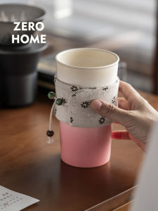Pink White Ceramic Cup Office Water Cup Home Use Mug Straw Cup Zero-Home Peach Blossom Stream Pure Color Universal 580ml