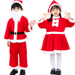 Childrens Christmas costume set - Red Santa Claus set (including hat and other accessories) holiday party costume