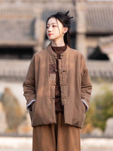 Retro Style Thickened Cotton Jacket Womens Stand Collar Button New Chinese Style Cotton Clothes Zen Tea Clothes Cotton Liner Outerwear