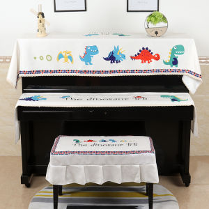 Piano Cover Dust Cover Three-Piece Cartoon Dinosaur Boy Piono Cover Cover Cloth Cover Kids Electric Piano Cover Stool Cover Hemp Cotton