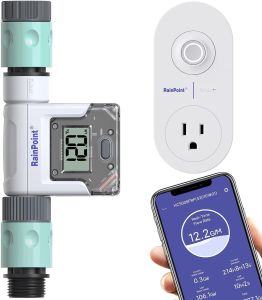 RAINPOINT WiFi Water Flow Meter Smart Water Meter For Garden Hose Flow Meter GPM Water Usage RV Pool Filling