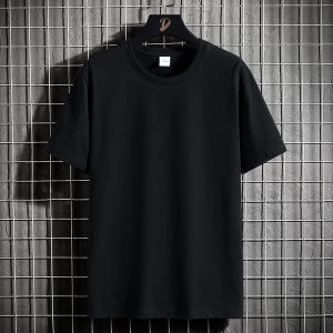 Cooling Milk Silk Short Sleeve T-Shirt Mens Summer Thin Breathable Printed Letter Base Shirt Skin-friendly round Neck Top