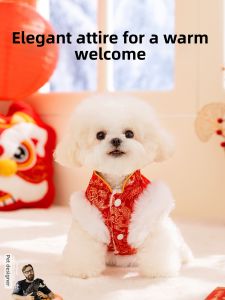 hipidog | 2025 New Year Dragon Patterned Tang Suit Winter Coat for Small Dogs