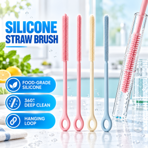 2Pcs Silicone Straw Brushes Bendable Soft Pipe Tube Cleaning Brush Long Reusable Pacifier Brush Feeding Bottle