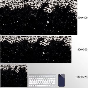 Bandai | Japan Black Sakura Gaming Mouse Pad Color Laptops Deskmat Cherry Blossom Mousepad Office Carpet Keyboard Computer Big Carpet