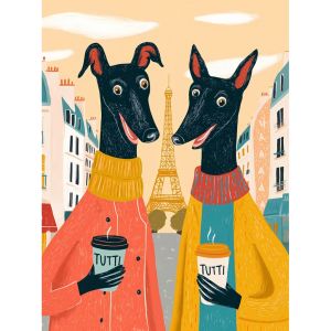 Cute Dog Coffee Poster Modern Animal Colorful Cartoon Canvas Painting Wall Art Pictures Home Decor