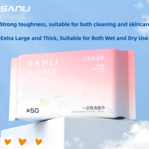 SANLI HOME Disposable Face Towel Pearl Textured Cotton Soft Pull-Out Wet & Dry Use for Cleansing