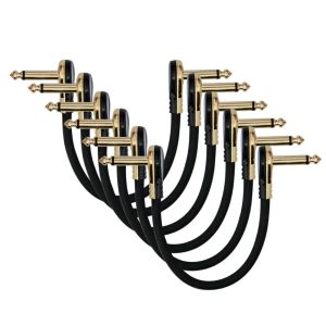 3PCS Guitar Flat Patch Cables Right Angle 15/30CM 1/4 Right Angle Guitar Audio Cable for Guitar Effect Pedal