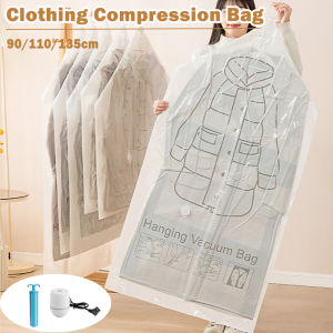 1pc Clothing Compression Bag Wardrobe Organizer Large Capacity Vacuum Clothes Hanging Protective Bags Save Space Storage Bags