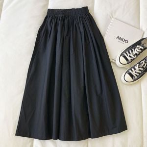 Skirt Small A- line Skirt Japanese Style Artistic White Mid-Length Pleated Skirt Niche Style Womens Summer Plus Size Slim Looking