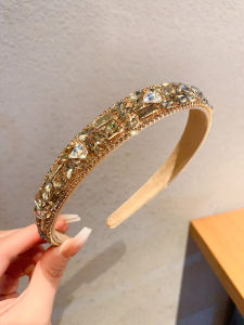 Fancy Heavy Industry Super Flash Rhinestone Pearl Headband Headband Increased Skull Top Easiest for Match Light Luxury Temperament Classic Style Barrettes