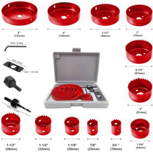 Hole Saw Set 2/3/6/8/13/16PCS Hole Saw Kit 19mm-127mm Hole Saw Mandrels Hex Key with Storage Box Ideal for Soft Wood PVC Board