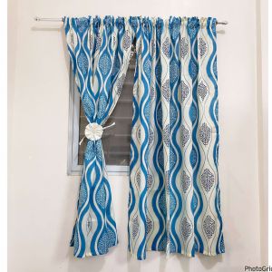 Carns Modern Sylvia Blue Curtain Matchy Door window Lababo Curtain