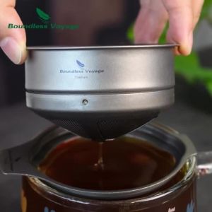 Boundless Voyage Titanium Cof Mesh Tea Cof Powder Filter Portable Outdoor Camping Picnic Travel Drinkware Tool