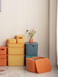 Girls Hub 【Ready Stock】 Plastic Storage Box With Lid/ Handle Container MultiColor Drawer Toy Box Kotak Simpanan 收纳盒