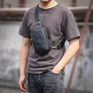 JINGZIXIANSHENG | Korean Style Casual Sling Chest Bag Leather