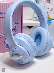 Sanrio Headset Bluetooth Headset Kuromi Wireless Bluetooth Computer Gaming Game Noise Cancelling Headset Children Girls Cute