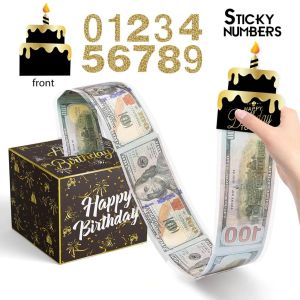 Birthday Money Box for Cash Pink Black Gold Surprise Box Explosion Gift Billionaire Money Holder with Pull Out Card DIY Set