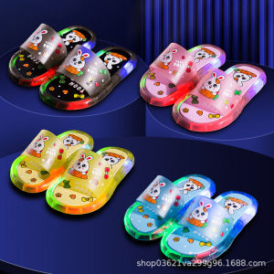 รองเท้าแตะเด็ก LED รองเท้าแตะลายการ์ตูน รองเท้าแตะ PVC ฤดูร้อนเด็กแฟชั่น LED รองเท้าแตะ