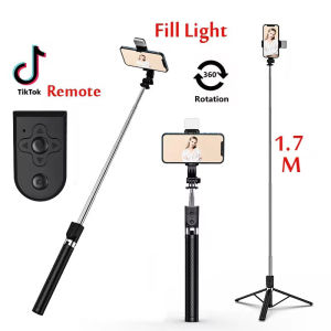 1.7M Bluetooth Wireless Selfie Tripod With Fill Light Shutter Remote Control Portable Foldable Monopod For iPhone Smart Phone