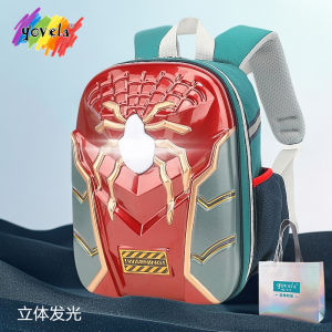 YoVela Spiderman Iron Man Kids Backpack Luminous 3D Suit Travel Dual-Shoulder Bag for Boys Kindergarten Gift