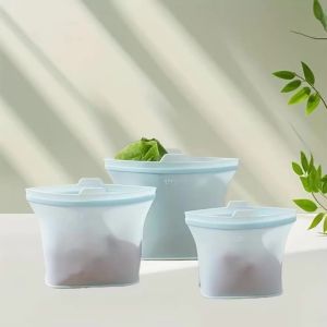 Reusable Silicone Food Grade Storage Bag Lunch Sandwich Snack Liquid Lunch Fruit Freezer Zip Seal Zipper Bags Keeping Food