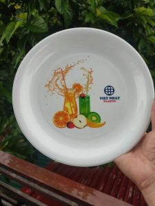 Đĩa nhựa tròn hoa văn hoạ tiết màu trắng hàng Cao cấp việt nhật