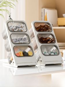 Modern Minimalist Desktop Tea Bag Storage Box Office Coffee Capsule Quick-soluble Milk Tea Organizer Rack Three Layers PET