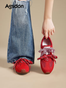 Agsdon | Red Breathable Ballet-style Womens Training Shoes