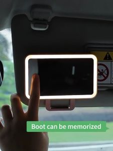 SEAMETAL Tấm Che Nắng Ô Tô Gương Trang Điểm Mờ Đèn LED Sạc Lấp Đầy Ánh Sáng Gương Làm Đẹp Nội Thất Ô Tô Tấm Kẹp Chiếu Hậu