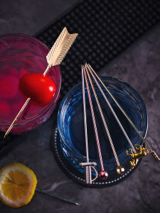 Stainless Steel Cocktail Picks Bar Olive Sticks Drink Fruit Forks Creative Wine Pins Cup Decoration Needles Cocktail Shaker