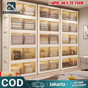 Lemari Penyimpanan Kotak Penyimpanan Serbaguna Lemari Plastik Susun Besar 48.5*28*25CM