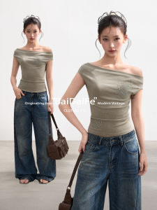 BAIDAIFEI | Off Shoulder Short Sleeve Slim Fit T-Shirt for Women