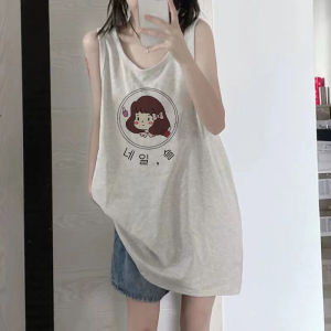 Áo Thun Cotton Không Tay Cổ Chữ V Phong Cách HongKong Cho Nữ Mùa Hè Thiết Kế Rộng Rãi Thoải Mái Thoáng Khí Mặc Thường Ngày