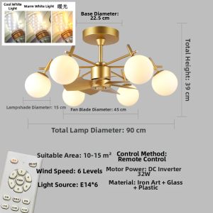 MINGRU | Ceiling Fan Light with French Cream Style