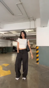 Elora Pants - ELP911 Loose Pants Stripe Trouser Wanita Bahan Semiwool Celana Garis Kulot Casual