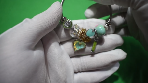 Lunara Mint Green Heart Charm Bracelet with Crystal Accents