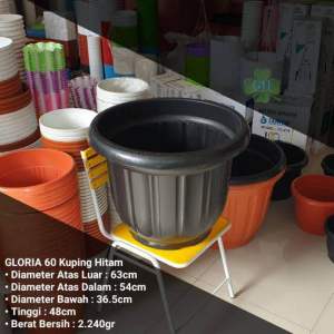 Paket Hemat 3 Pcs Pot Jumbo Gloria 60 Cm Warna Hitam / Paket 3 Pcs Pot Eboni 60 Cm Warna Hitam Cocok Untuk Tanaman Buah Atau Hias Besar