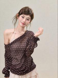 Bộ Đầm Chấm Bi Tay Dơi Cho Nữ