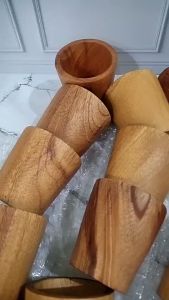 PROMO BISA BAYAR DITEMPAT - COD Gelas Minum Kayu Mahoni Estetik Premium 7cm Termurah