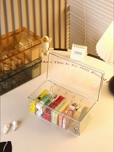 Phone Cable Storage Box Organizer Transparent Display Socket Desk Office Multi Compartment Dusrproof Waterproof